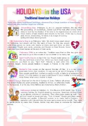 English Worksheet: Traditional American holidays