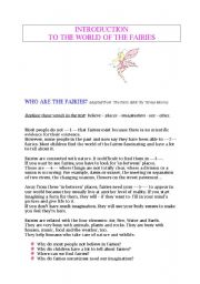 English Worksheet: introduction to the world of fairies/basic grammar