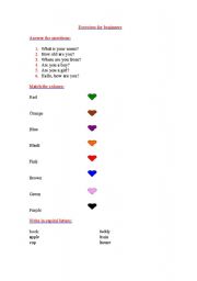 English Worksheet: Exercises for beginners