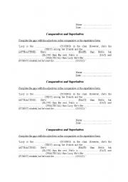 English worksheet: Comparatives and superlatives