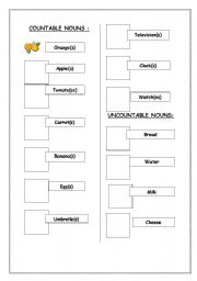 English Worksheet: COUNTABLES