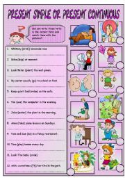 English Worksheet: present continuous vs. present simple