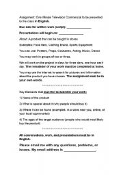 English Worksheet: Television Commercial *Fully editable