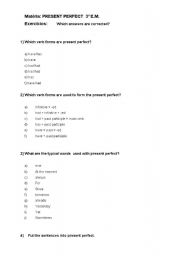 English Worksheet: present perfect