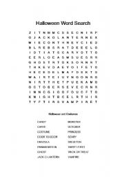 English Worksheet: Halloween Word Search