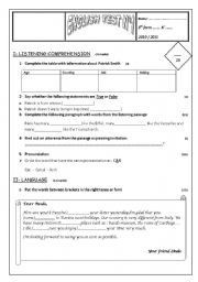 English Worksheet: Mid term test 1 