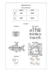 English Worksheet: DEMONSTRATIVES SUMMARY