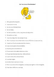 English Worksheet: Can you correct the mistakes?