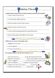 English Worksheet: Relative Clauses - who, that, which