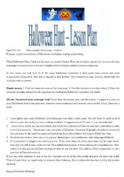 English Worksheet: Halloween Hunt Lesson Plan  1 or 3