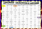 English Worksheet: Adjectives & Adverbs - ADVANCED