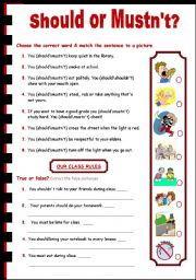 English Worksheet: modals (should-shouldnt-must-mustnt)