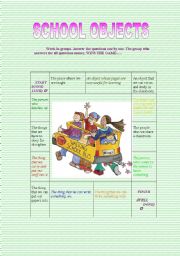 English worksheet: SCHOOL OBJECTS