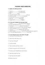 English Worksheet: Passive voice exercises