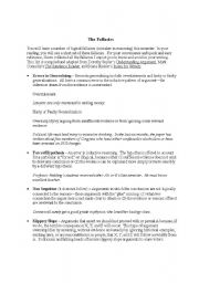 English worksheet: fallacies