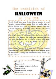 English Worksheet: Halloween Reading