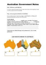 English Worksheet: Australian Government Notes (a web-based information gathering activity)