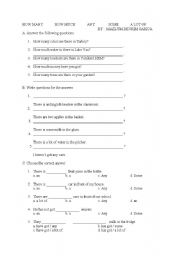 English Worksheet: how many-how much-any-some-a lot of