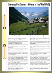 English Worksheet: Conversation Corner: Where in the World? (1) - The mountains