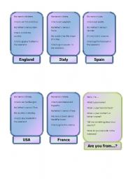 English worksheet: Speaking: Nationalities