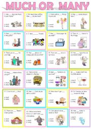 English Worksheet: MUCH OR MANY