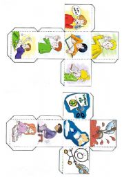 English Worksheet: Classroom language, verbs and objects dice