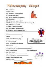 English Worksheet: Halloween party dialogue