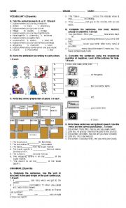 English Worksheet: minitest about  places in a city, must/mustnt/should/shouldnt, imperative, jobs and professions/ prepositions of place and imperative form. 