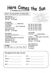 English Worksheet: Here comes the sun - Beatles
