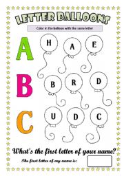 English Worksheet: Letter Balloons