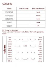 English Worksheet: Colours