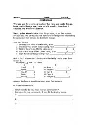 English Worksheet: Five senses 