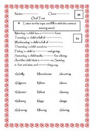 English worksheet: listening test