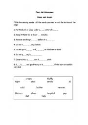English Worksheet: first aid work sheet