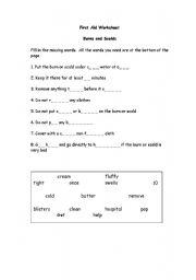 English worksheet: first aid work sheet