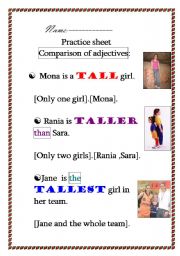 English worksheet: comparsion of adjectives
