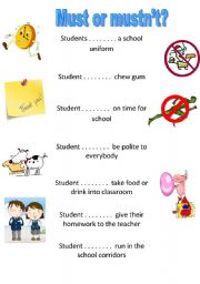 English Worksheet: must / mustnt