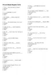 English Worksheet: Present Simple Negative Forms