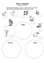 English Worksheet: locked up or free? Farm animals