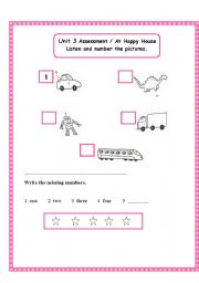 English Worksheet: assessment unit 3