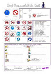 English Worksheet: must or mustnt