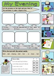 English Worksheet: evening routine