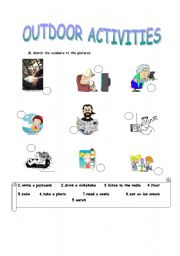 English Worksheet: outdoor activities