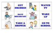 English Worksheet: DAILY ROUTINES - MEMORY GAME