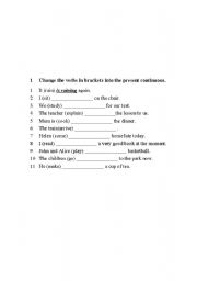 English Worksheet: Present Continuous
