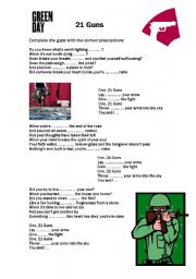 English Worksheet: Green Day 21 Guns