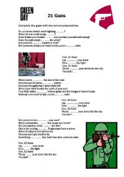 English Worksheet: Green Day 21 Guns