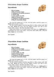English worksheet: Chocolate Drops Cookies