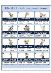 TENSES 2 - tick the correct form