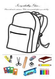 English Worksheet: In my school bag, I have ...